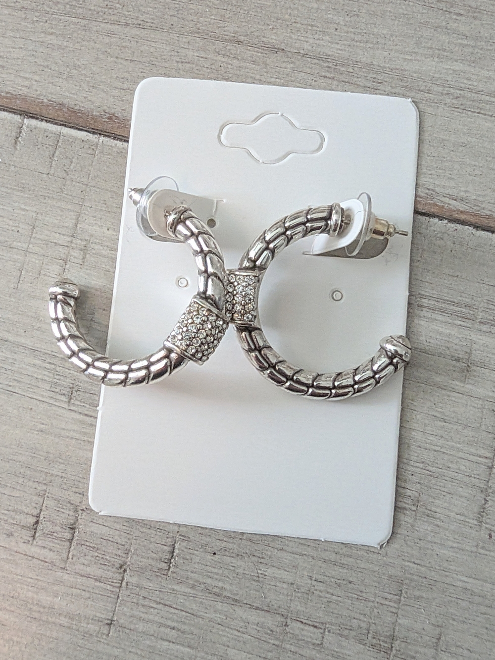 Brighton Meridian Silver Crystal Hoop Post Earrings